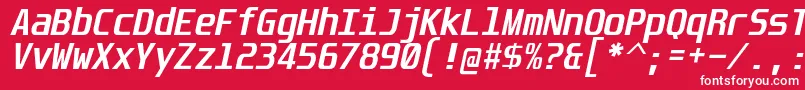 フォントUnispaceBdIt – 赤い背景に白い文字