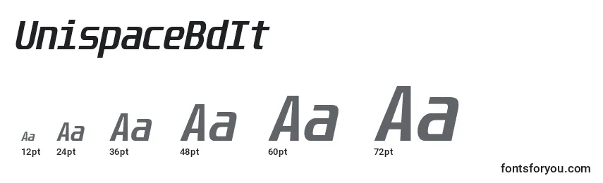 UnispaceBdIt Font Sizes