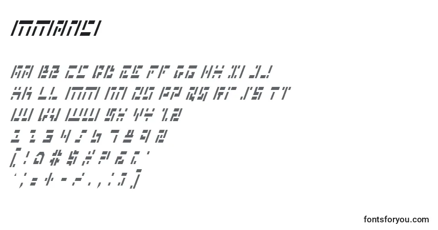 Schriftart Mmanci – Alphabet, Zahlen, spezielle Symbole