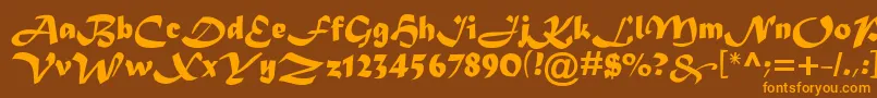 フォントMaderaTygra – オレンジ色の文字が茶色の背景にあります。