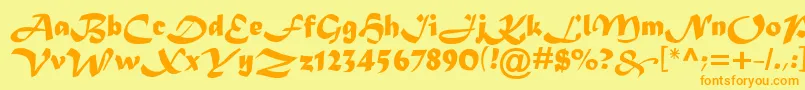 MaderaTygra-Schriftart – Orangefarbene Schriften auf gelbem Hintergrund