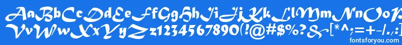 MaderaTygra-Schriftart – Weiße Schriften auf blauem Hintergrund