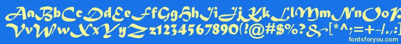 MaderaTygra Font – Yellow Fonts on Blue Background