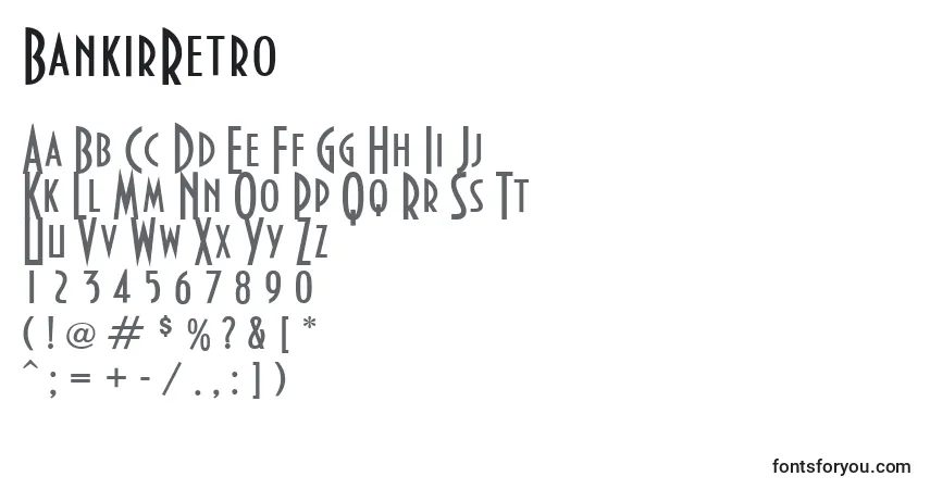 BankirRetro-fontti – aakkoset, numerot, erikoismerkit