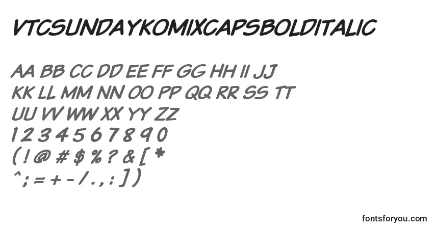 Vtcsundaykomixcapsbolditalic-fontti – aakkoset, numerot, erikoismerkit