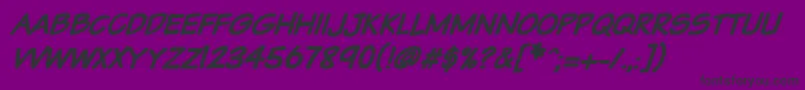 Шрифт Vtcsundaykomixcapsbolditalic – чёрные шрифты на фиолетовом фоне