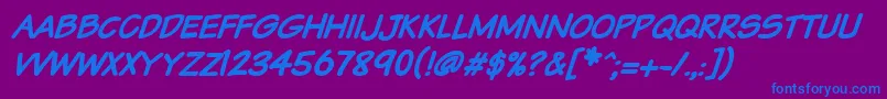 Vtcsundaykomixcapsbolditalic Font – Blue Fonts on Purple Background