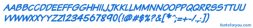 Vtcsundaykomixcapsbolditalic Font – Blue Fonts on White Background