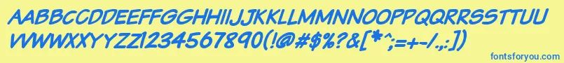 Vtcsundaykomixcapsbolditalic Font – Blue Fonts on Yellow Background