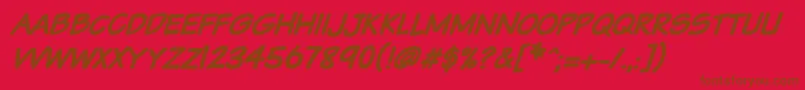 Vtcsundaykomixcapsbolditalic Font – Brown Fonts on Red Background
