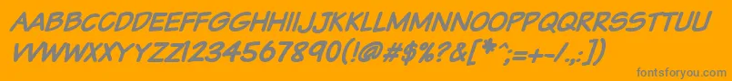 Шрифт Vtcsundaykomixcapsbolditalic – серые шрифты на оранжевом фоне