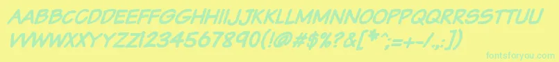 Weitere Informationen zur Vtcsundaykomixcapsbolditalic-Schriftart Vtcsundaykomixcapsbolditalic-Schriftart – Grüne Schriften auf gelbem Hintergrund