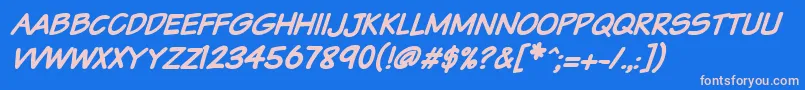 Vtcsundaykomixcapsbolditalic Font – Pink Fonts on Blue Background