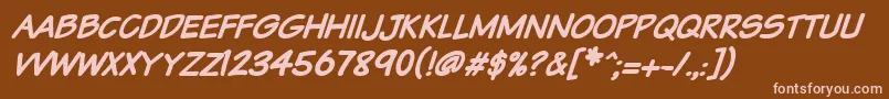 Подробнее о шрифте Vtcsundaykomixcapsbolditalic Шрифт Vtcsundaykomixcapsbolditalic – розовые шрифты на коричневом фоне