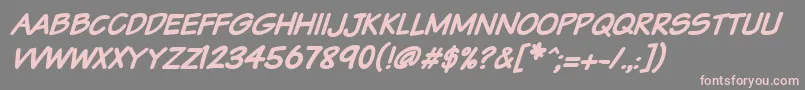Vtcsundaykomixcapsbolditalic-Schriftart – Rosa Schriften auf grauem Hintergrund