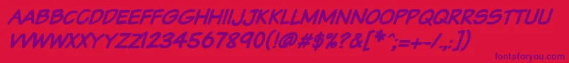 Vtcsundaykomixcapsbolditalic Font – Purple Fonts on Red Background
