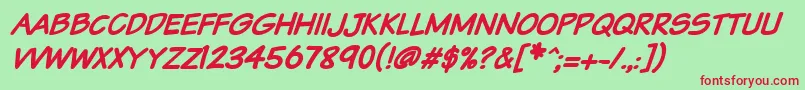 Vtcsundaykomixcapsbolditalic Font – Red Fonts on Green Background