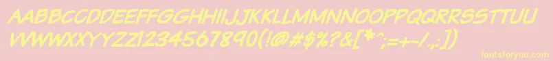 Vtcsundaykomixcapsbolditalic Font – Yellow Fonts on Pink Background