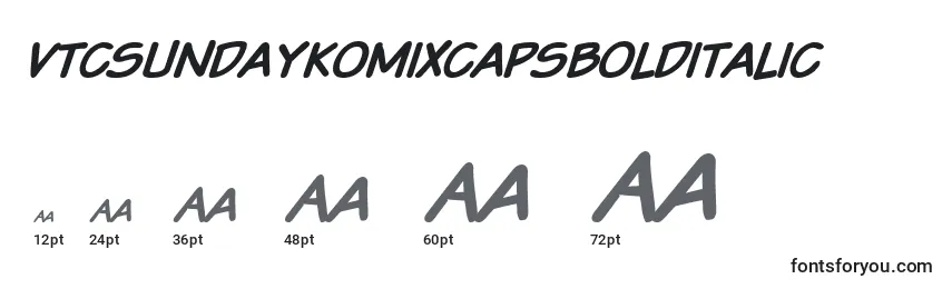 Размеры шрифта Vtcsundaykomixcapsbolditalic