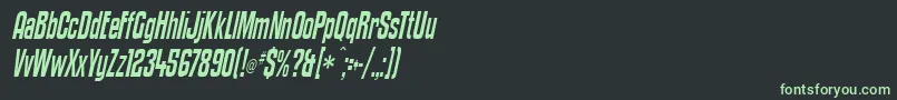フォントKenyanCoffeeItalic – 黒い背景に緑の文字