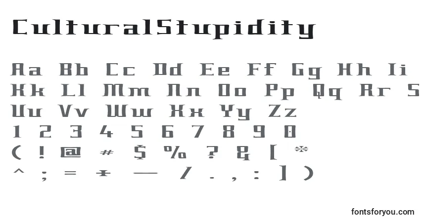 Schriftart CulturalStupidity – Alphabet, Zahlen, spezielle Symbole