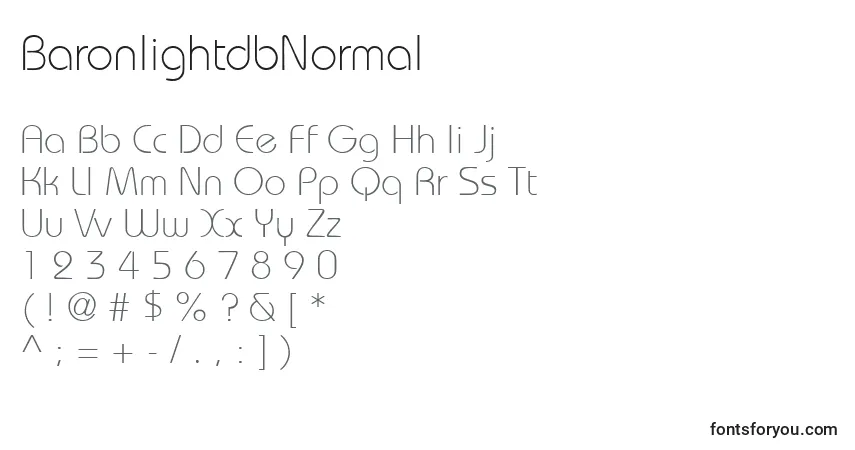 Czcionka BaronlightdbNormal – alfabet, cyfry, specjalne znaki