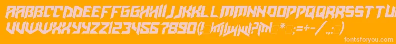 Amazoostrovitalic-fontti – vaaleanpunaiset fontit oranssilla taustalla