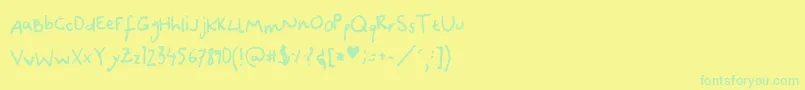 CanidaeHand Font – Green Fonts on Yellow Background