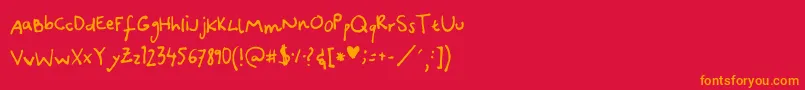 フォントCanidaeHand – 赤い背景にオレンジの文字