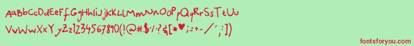 CanidaeHand Font – Red Fonts on Green Background