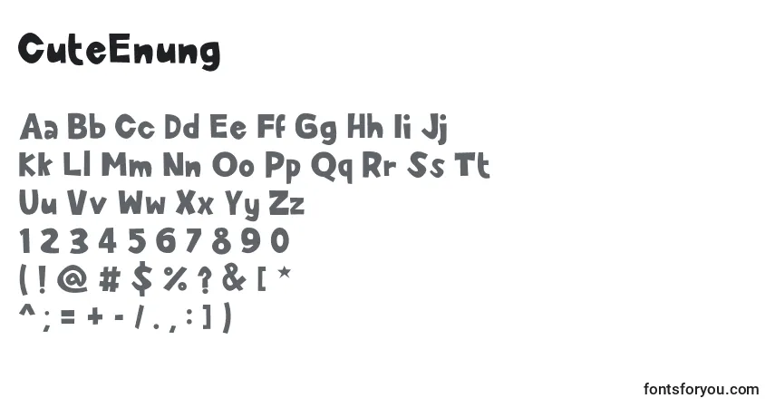 A fonte CuteEnung – alfabeto, números, caracteres especiais