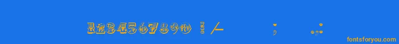 フォントInvest – オレンジ色の文字が青い背景にあります。