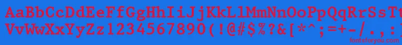Prestige12PitchBoldBt Font – Red Fonts on Blue Background