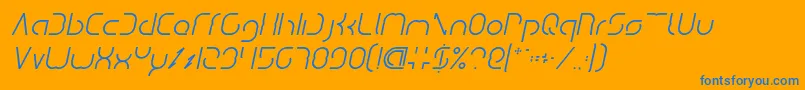 DismechaItalic-Schriftart – Blaue Schriften auf orangefarbenem Hintergrund