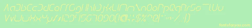DismechaItalic-Schriftart – Gelbe Schriften auf grünem Hintergrund