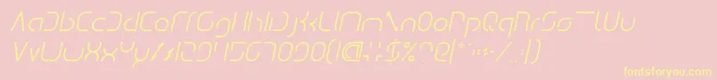 DismechaItalic-Schriftart – Gelbe Schriften auf rosa Hintergrund