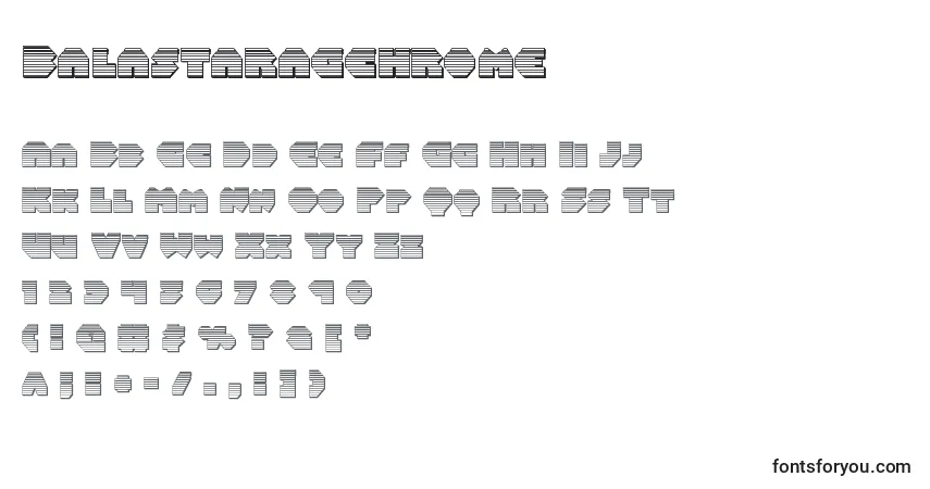 Schriftart Balastaragchrome – Alphabet, Zahlen, spezielle Symbole