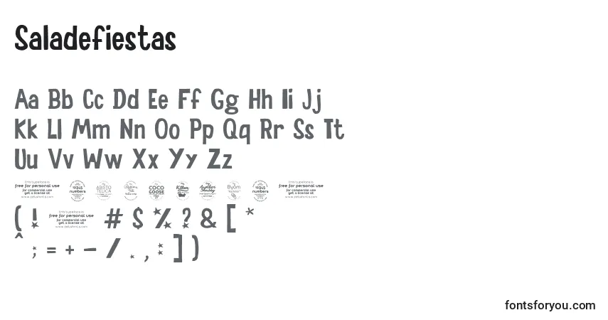 Fuente Saladefiestas - alfabeto, números, caracteres especiales