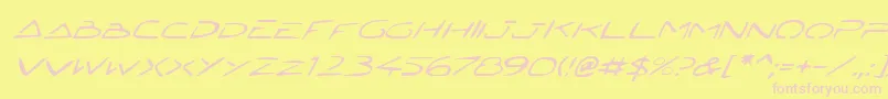 Fonte JettaTechItalic – fontes rosa em um fundo amarelo
