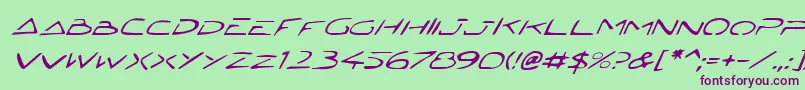 JettaTechItalic Font – Purple Fonts on Green Background