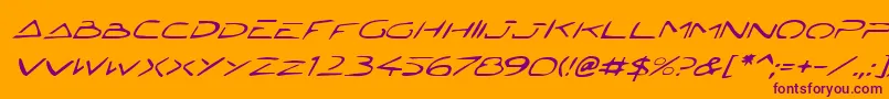 JettaTechItalic-Schriftart – Violette Schriften auf orangefarbenem Hintergrund