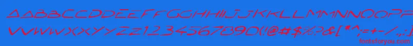 JettaTechItalic Font – Red Fonts on Blue Background