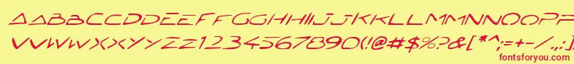 JettaTechItalic Font – Red Fonts on Yellow Background