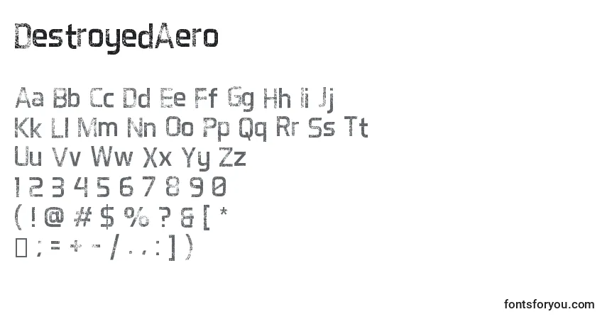 Schriftart DestroyedAero – Alphabet, Zahlen, spezielle Symbole