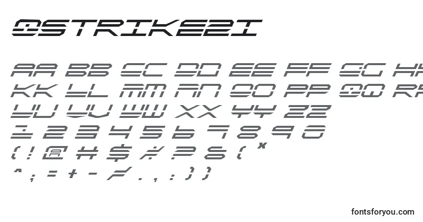 Czcionka Qstrike2i – alfabet, cyfry, specjalne znaki