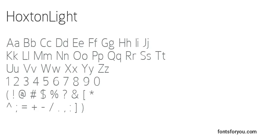 Schriftart HoxtonLight – Alphabet, Zahlen, spezielle Symbole