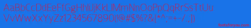 HoxtonLight-Schriftart – Rote Schriften auf blauem Hintergrund