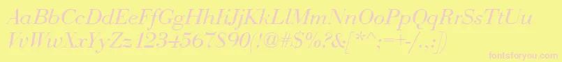 BauerboddeeItalic Font – Pink Fonts on Yellow Background