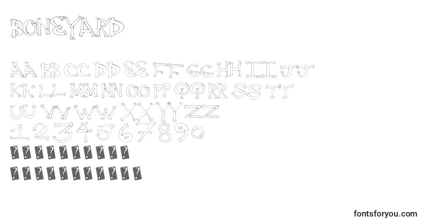 Шрифт Boneyard – алфавит, цифры, специальные символы