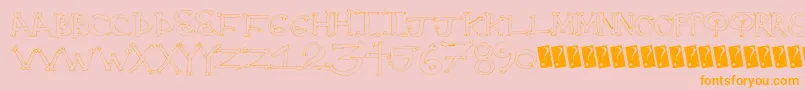 Boneyard-Schriftart – Orangefarbene Schriften auf rosa Hintergrund